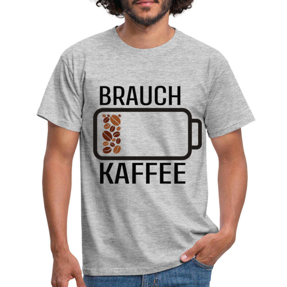 Kaffee Akku Leer Brauch Kaffee Lustiges T-Shirt - Grau meliert