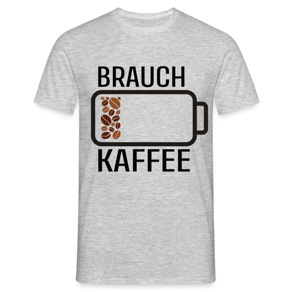 Kaffee Akku Leer Brauch Kaffee Lustiges T-Shirt - Grau meliert