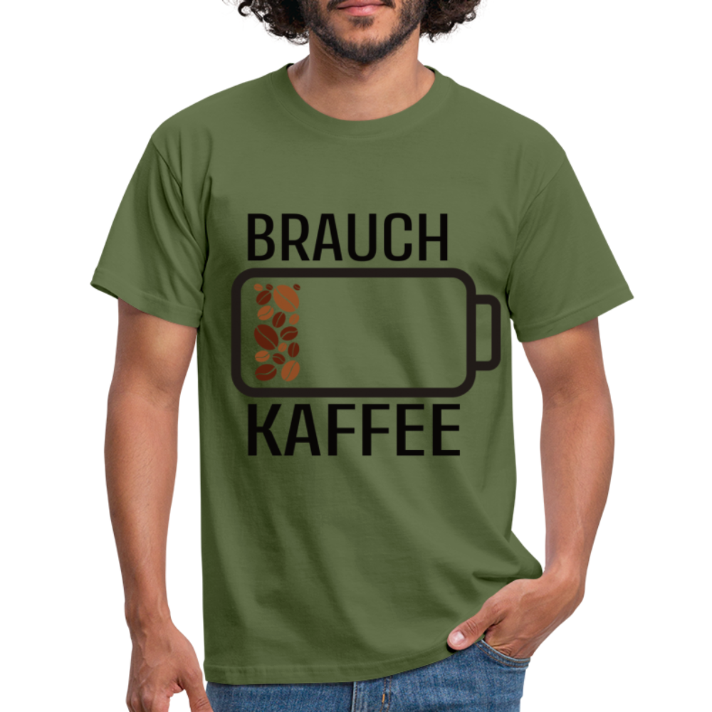 Kaffee Akku Leer Brauch Kaffee Lustiges T-Shirt - Militärgrün