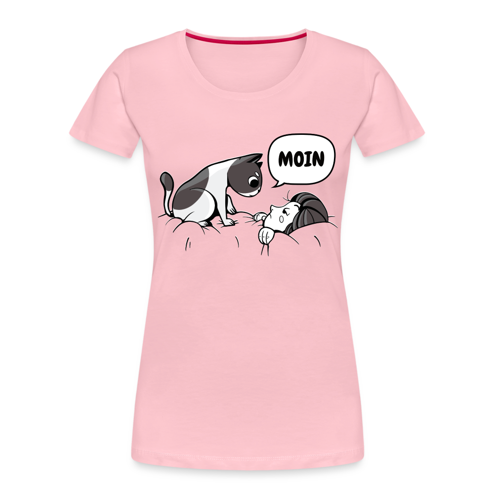 Lustige Katze Moin Frauen Premium T-Shirt - Hellrosa