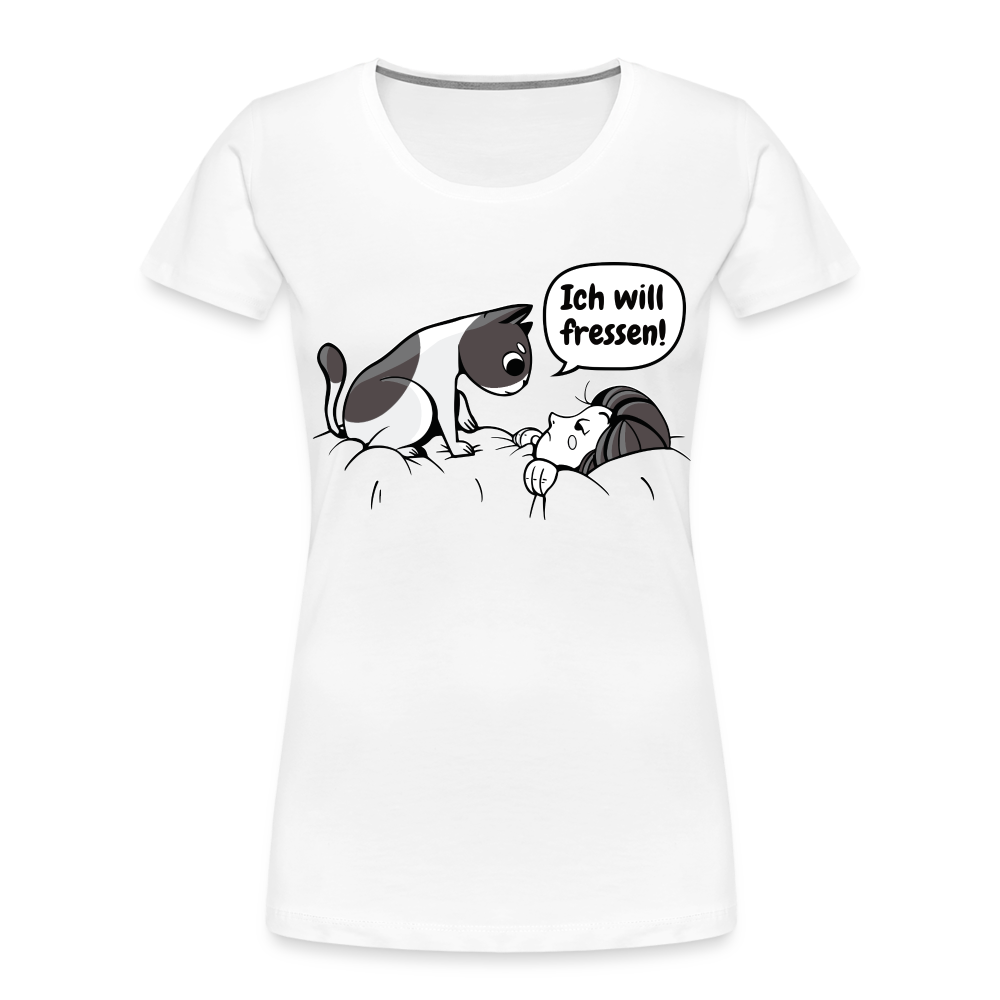 Lustige Katze am morgen ich will fressen Frauen Premium T-Shirt - Weiß