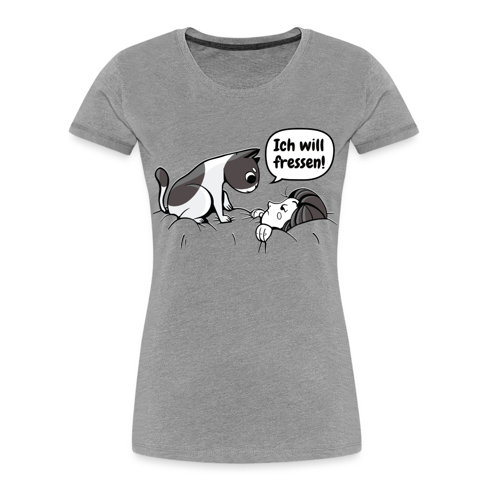 Lustige Katze am morgen ich will fressen Frauen Premium T-Shirt - Grau meliert