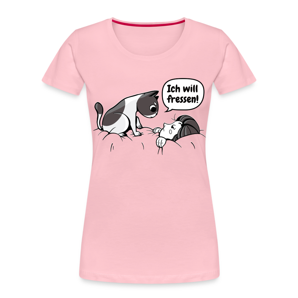 Lustige Katze am morgen ich will fressen Frauen Premium T-Shirt - Hellrosa