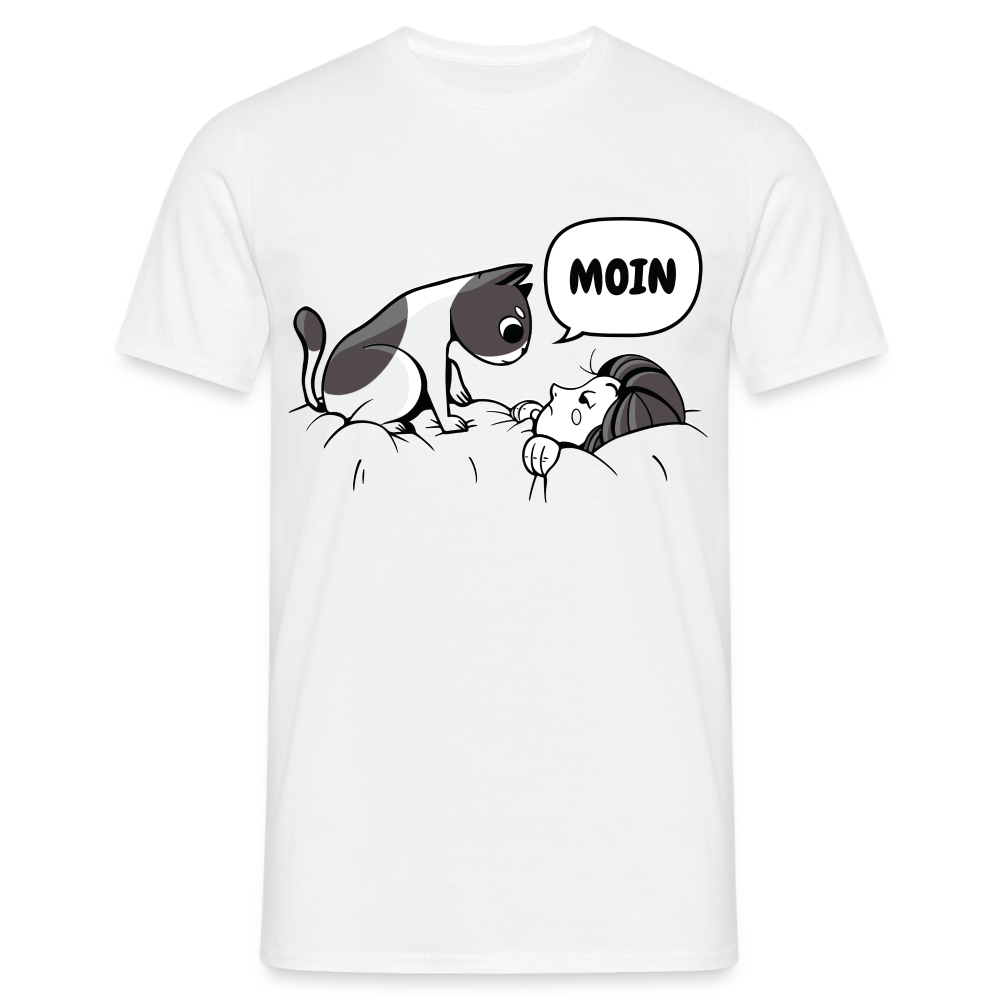 Lustige Katze Moin T-Shirt - Weiß