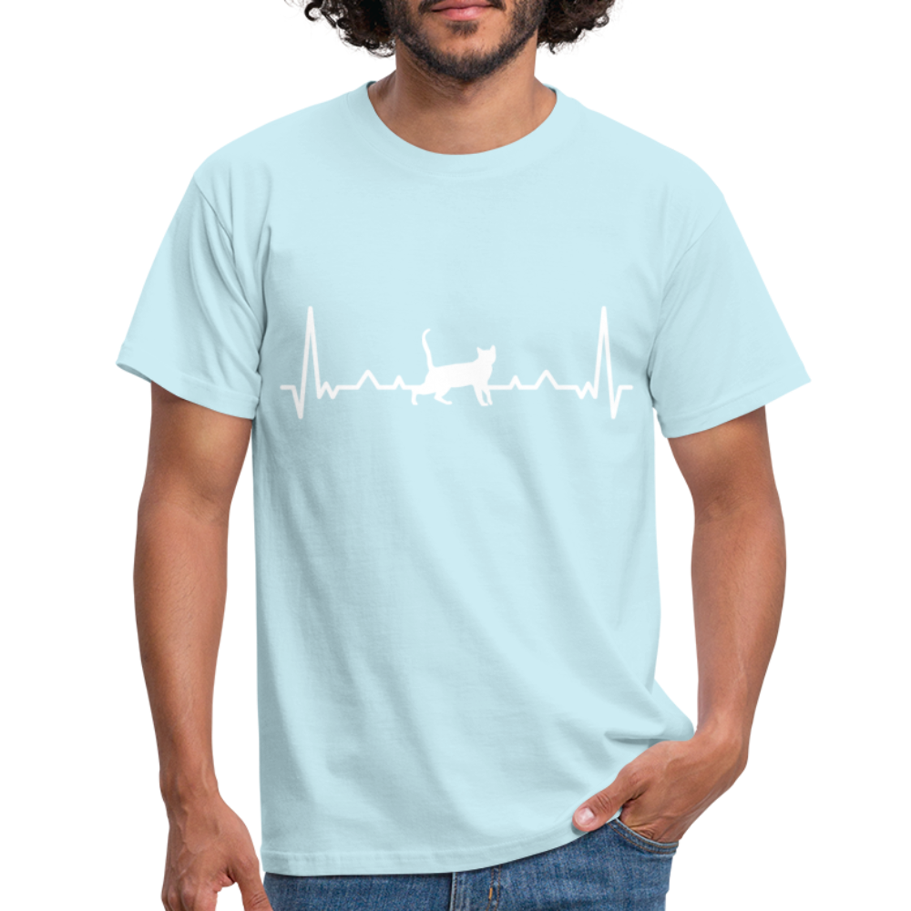 Katzen Liebhaber Shirt Katze EKG Herzschlag T-Shirt - Sky
