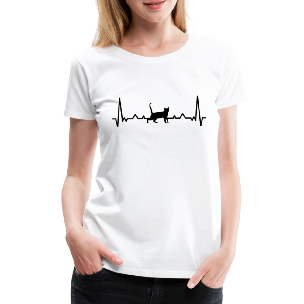 Katzen Liebhaber Shirt Katze EKG Herzschlag Frauen Premium T-Shirt - Weiß