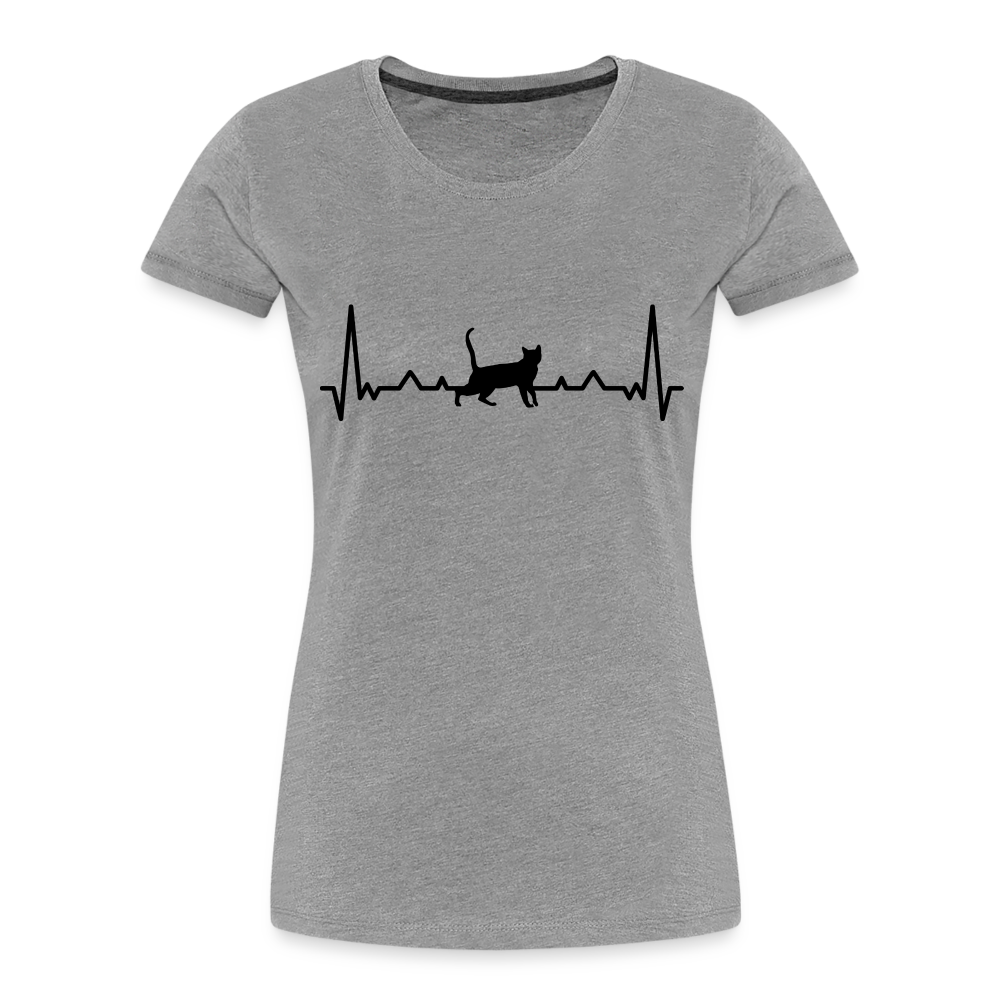 Katzen Liebhaber Shirt Katze EKG Herzschlag Frauen Premium T-Shirt - Grau meliert