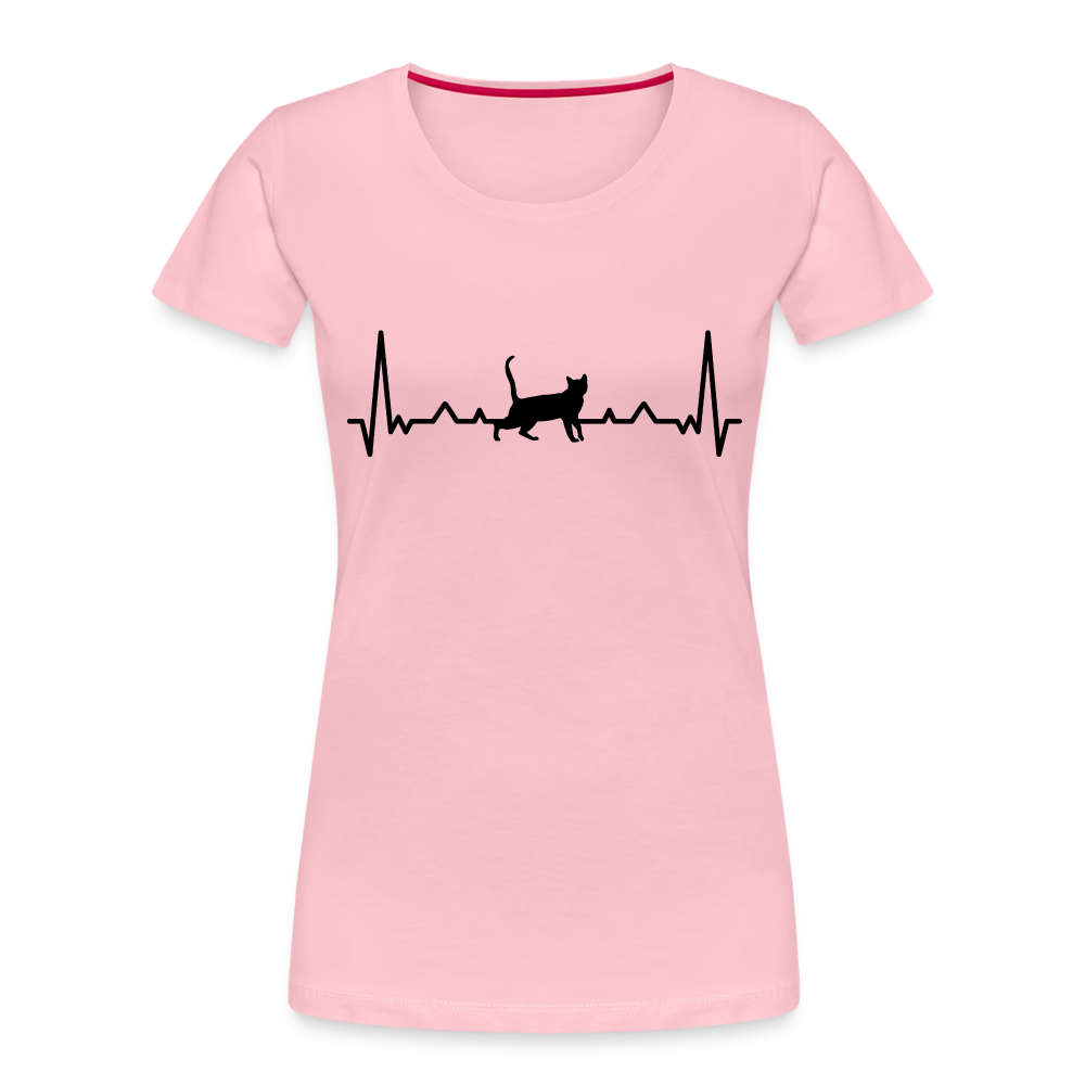 Katzen Liebhaber Shirt Katze EKG Herzschlag Frauen Premium T-Shirt - Hellrosa