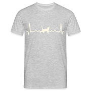 Katzen Liebhaber Shirt Katze EKG Herzschlag T-Shirt - Grau meliert