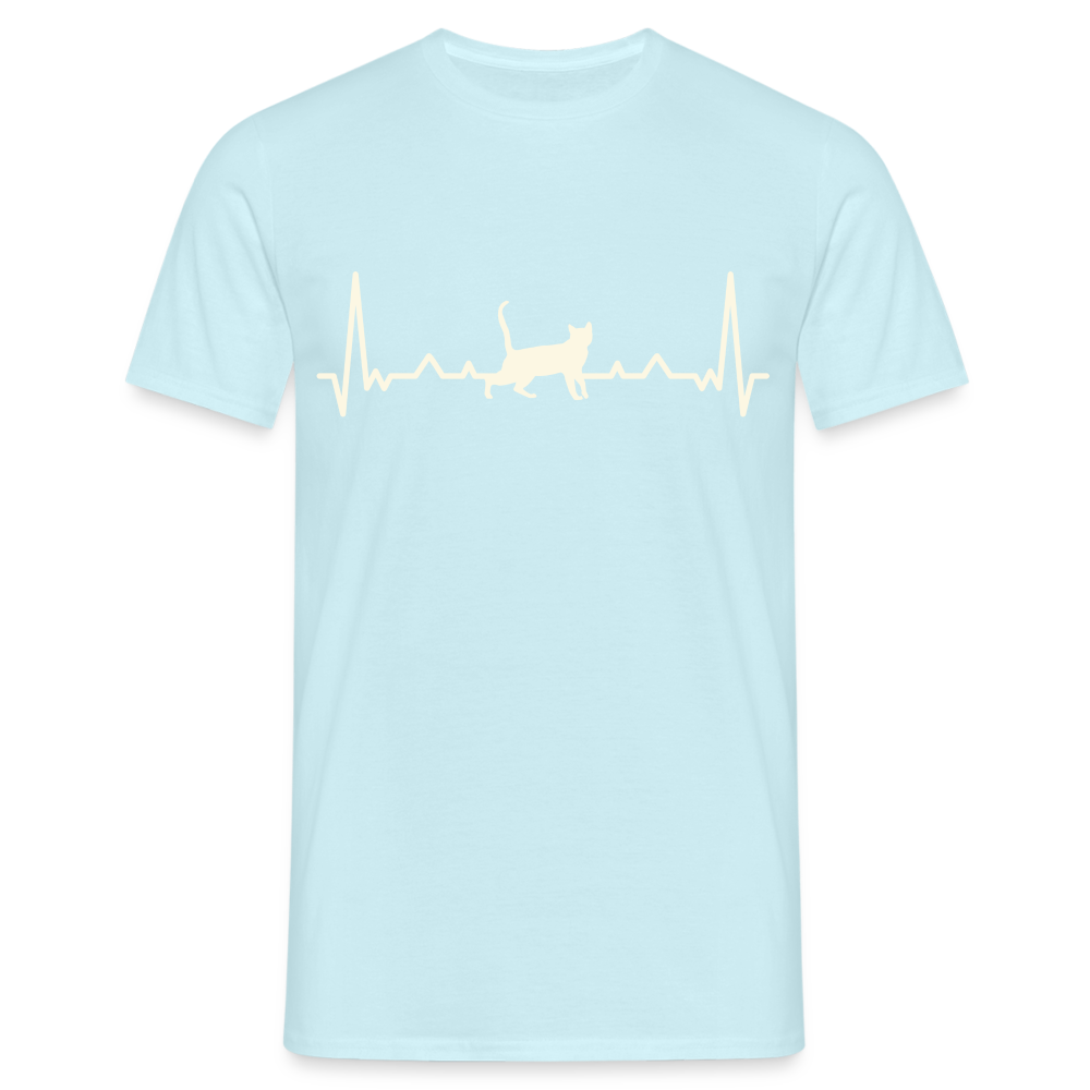 Katzen Liebhaber Shirt Katze EKG Herzschlag T-Shirt - Sky