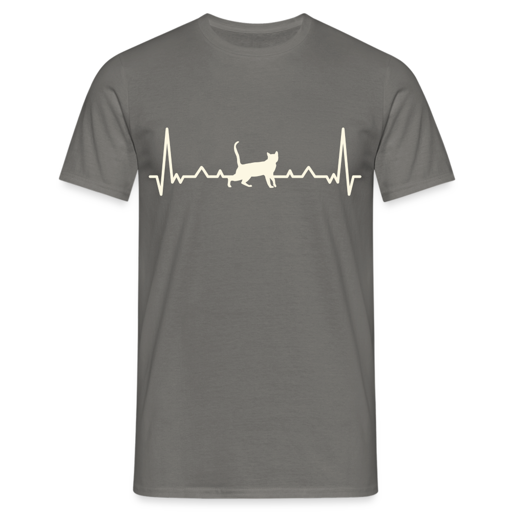 Katzen Liebhaber Shirt Katze EKG Herzschlag T-Shirt - Graphit