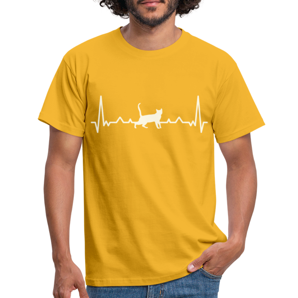 Katzen Liebhaber Shirt Katze EKG Herzschlag T-Shirt - Gelb