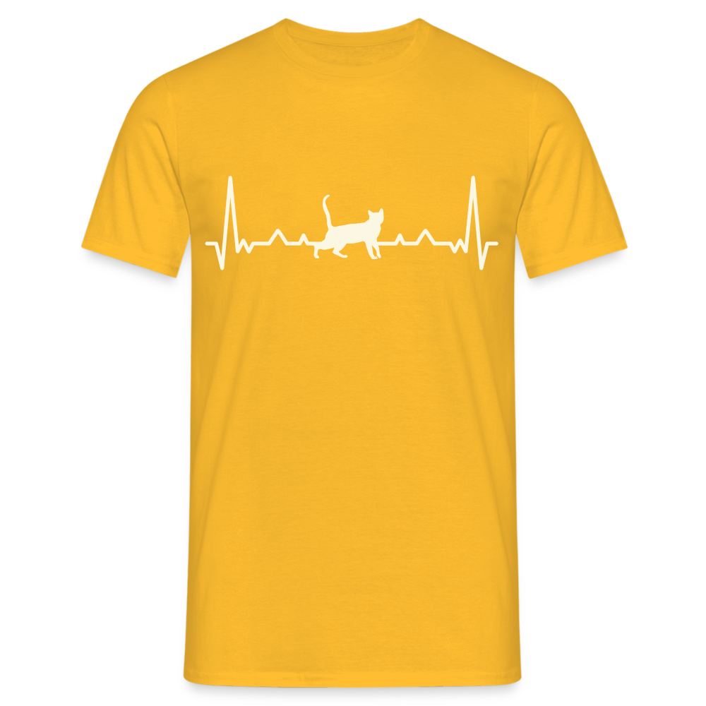 Katzen Liebhaber Shirt Katze EKG Herzschlag T-Shirt - Gelb