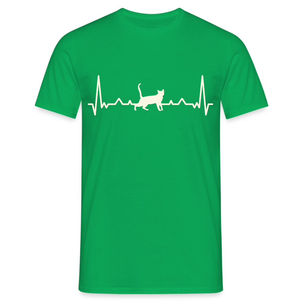 Katzen Liebhaber Shirt Katze EKG Herzschlag T-Shirt - Kelly Green