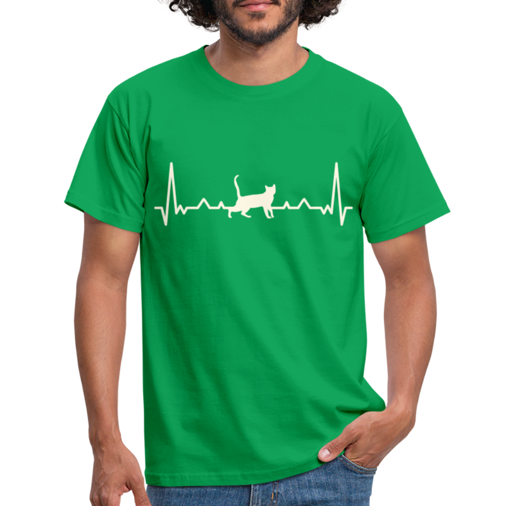 Katzen Liebhaber Shirt Katze EKG Herzschlag T-Shirt - Kelly Green