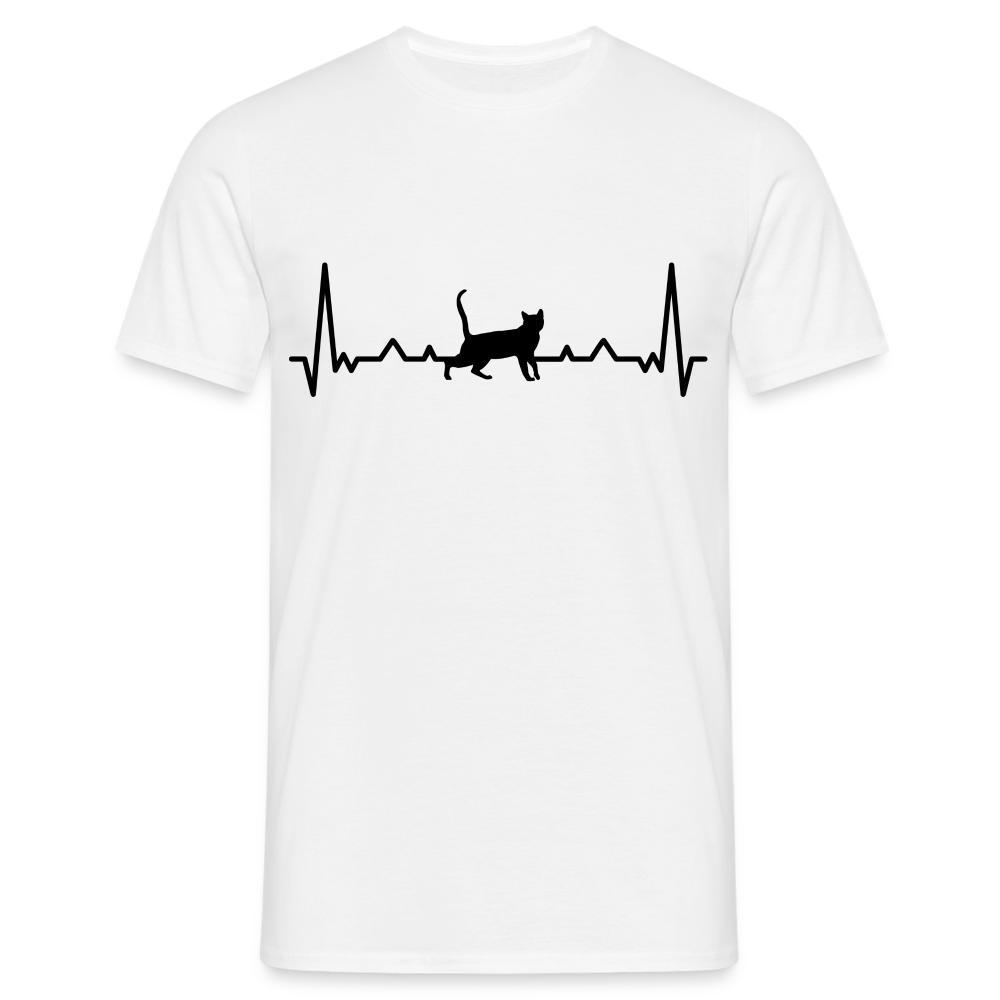 Katzen Liebhaber Shirt Katze EKG Herzschlag T-Shirt - Weiß