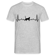Katzen Liebhaber Shirt Katze EKG Herzschlag T-Shirt - Grau meliert