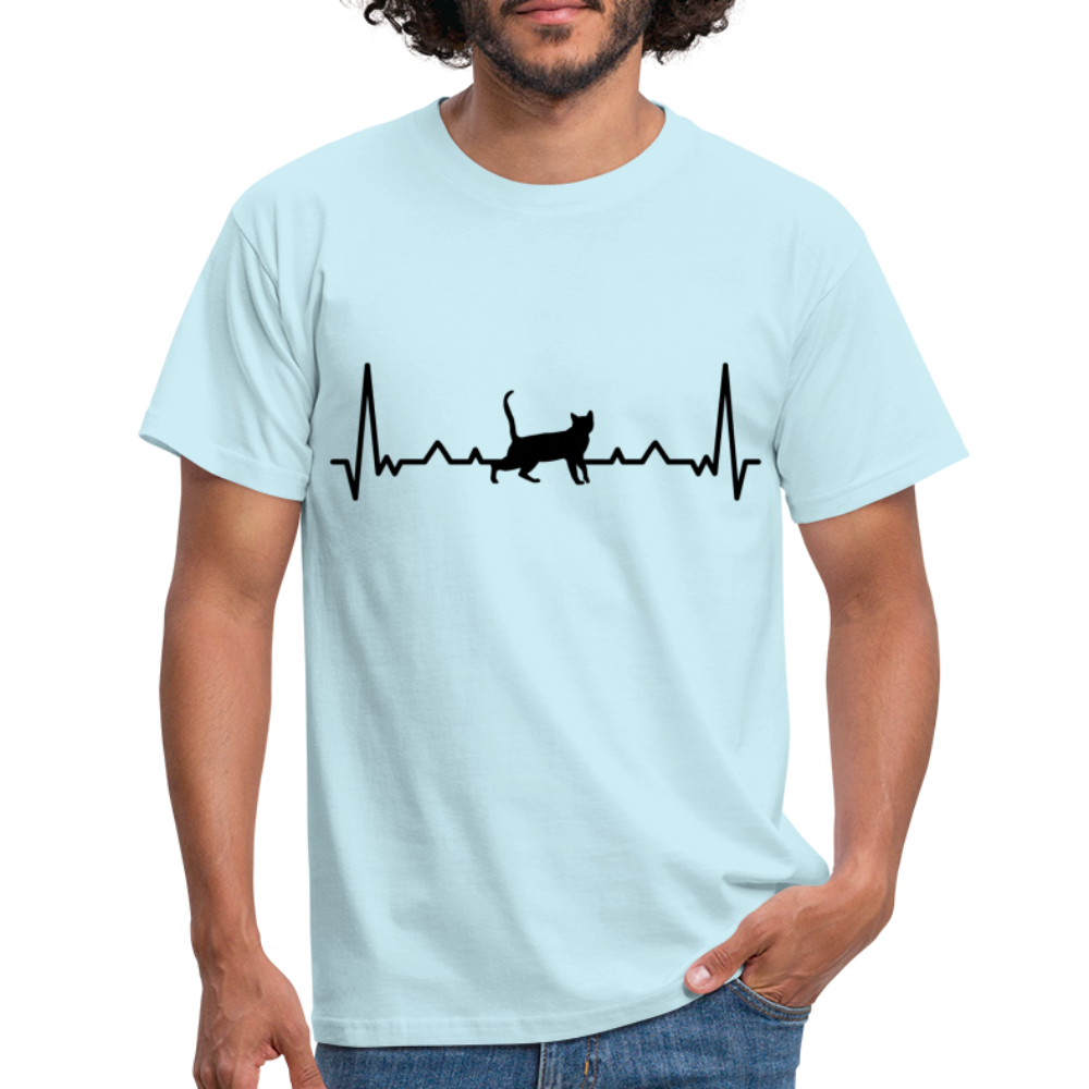 Katzen Liebhaber Shirt Katze EKG Herzschlag T-Shirt - Sky