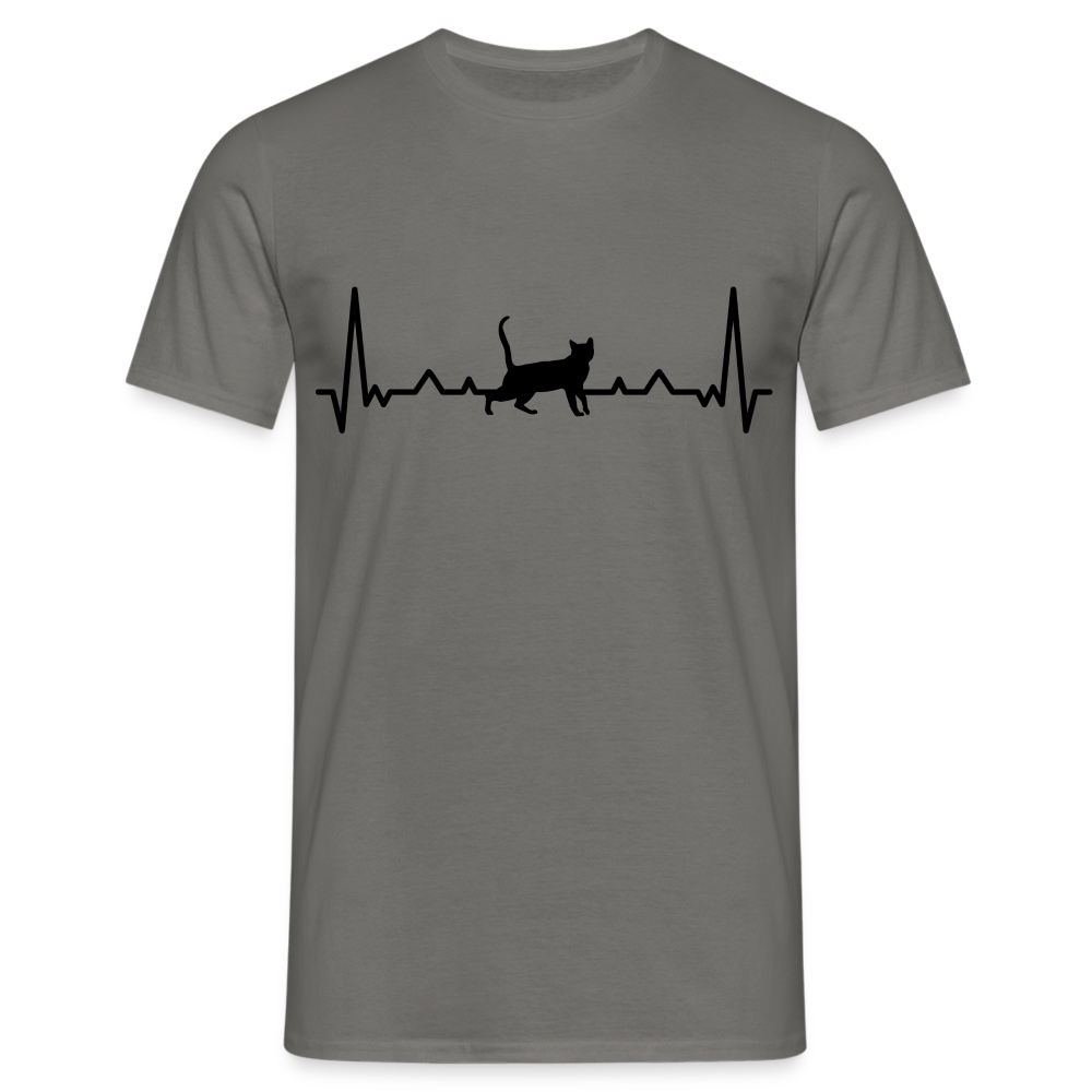 Katzen Liebhaber Shirt Katze EKG Herzschlag T-Shirt - Graphit