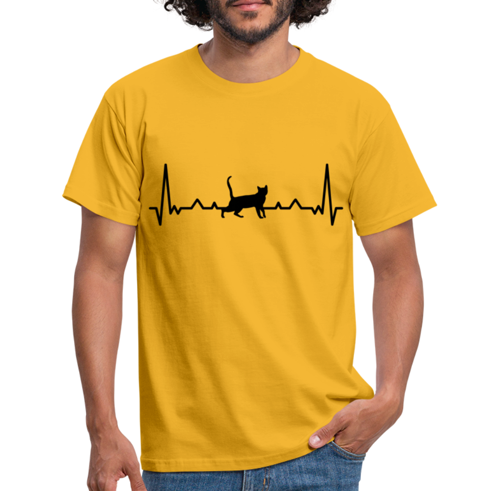 Katzen Liebhaber Shirt Katze EKG Herzschlag T-Shirt - Gelb