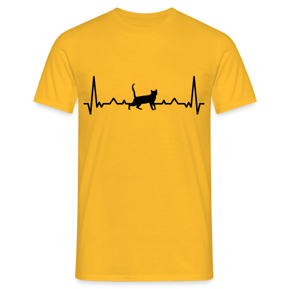 Katzen Liebhaber Shirt Katze EKG Herzschlag T-Shirt - Gelb