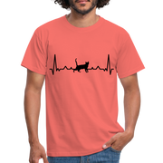 Katzen Liebhaber Shirt Katze EKG Herzschlag T-Shirt - Koralle
