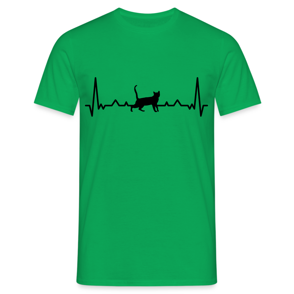 Katzen Liebhaber Shirt Katze EKG Herzschlag T-Shirt - Kelly Green