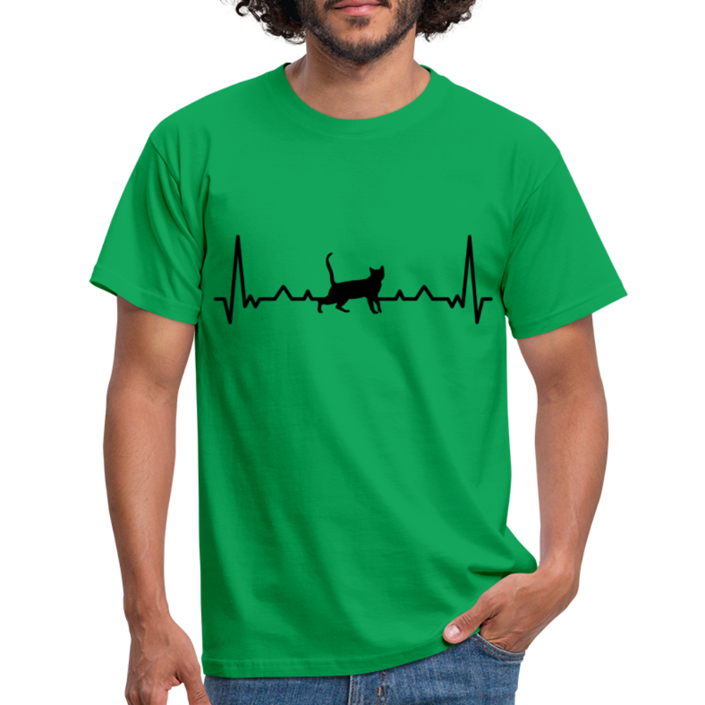 Katzen Liebhaber Shirt Katze EKG Herzschlag T-Shirt - Kelly Green