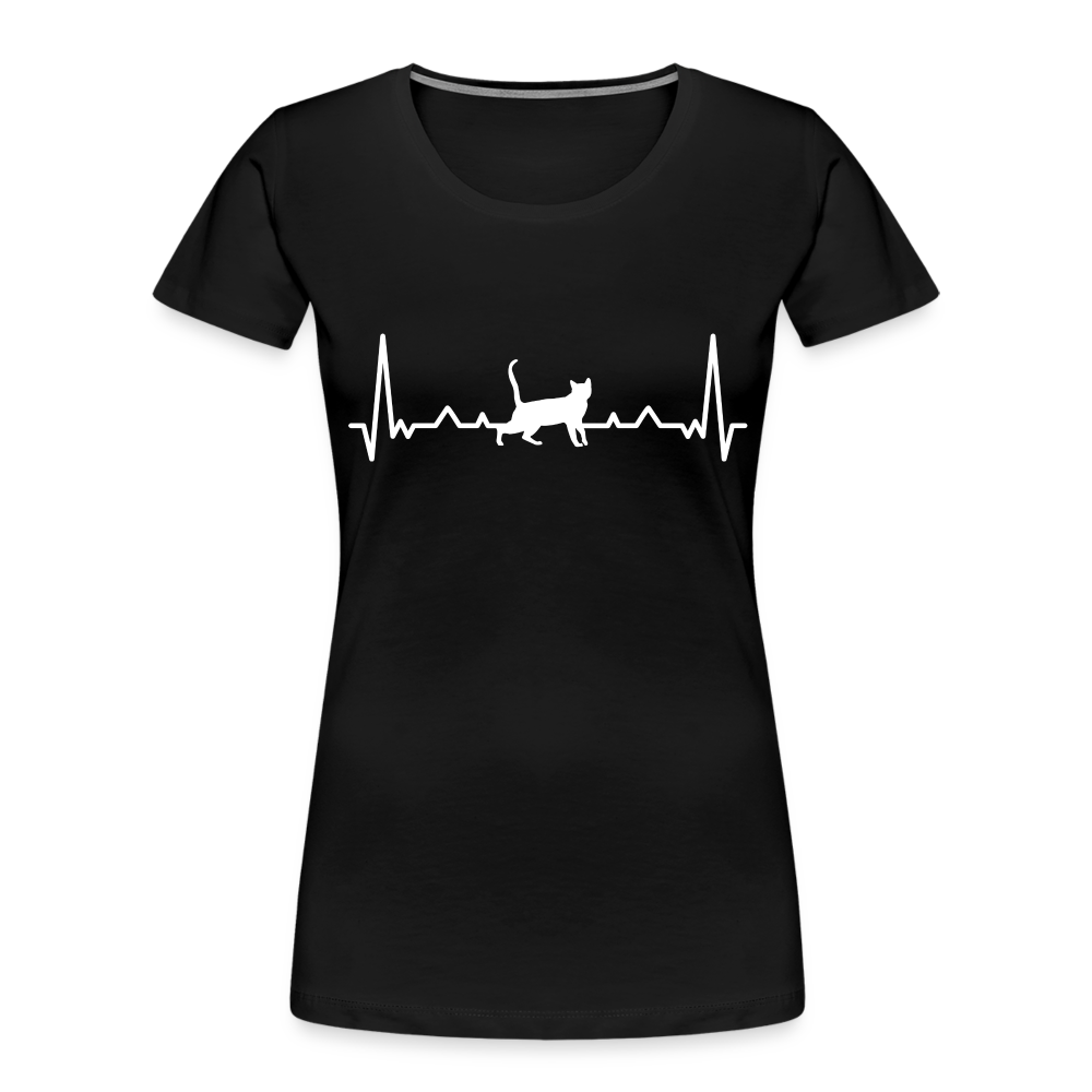 Katzen Liebhaber Shirt Katze EKG Herzschlag Frauen Premium T-Shirt - Schwarz