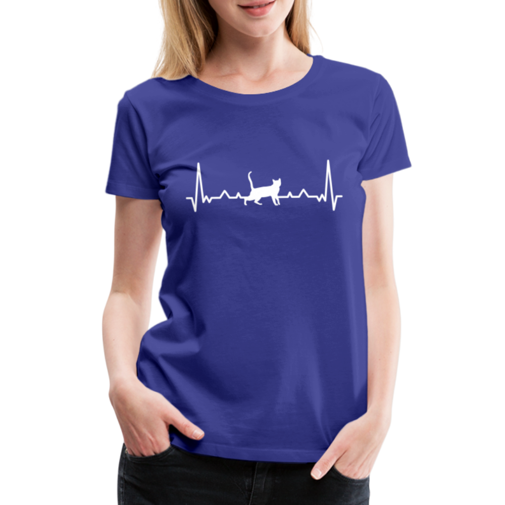 Katzen Liebhaber Shirt Katze EKG Herzschlag Frauen Premium T-Shirt - Königsblau