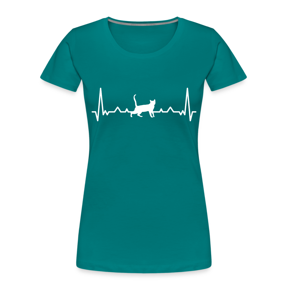 Katzen Liebhaber Shirt Katze EKG Herzschlag Frauen Premium T-Shirt - Divablau