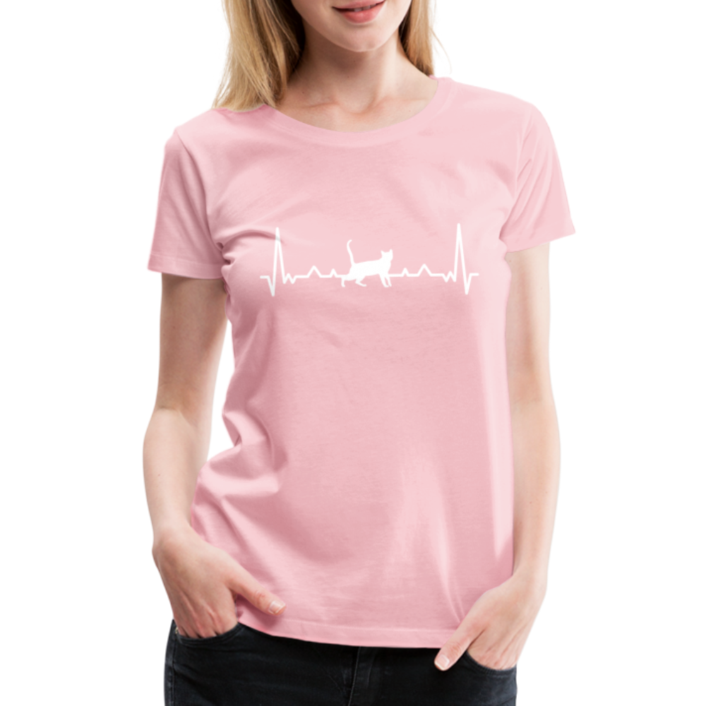 Katzen Liebhaber Shirt Katze EKG Herzschlag Frauen Premium T-Shirt - Hellrosa