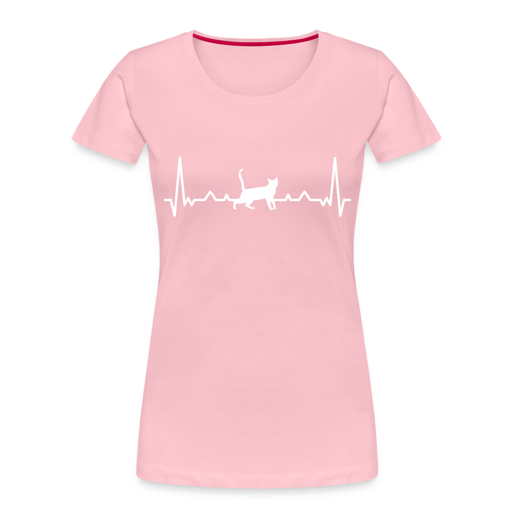 Katzen Liebhaber Shirt Katze EKG Herzschlag Frauen Premium T-Shirt - Hellrosa