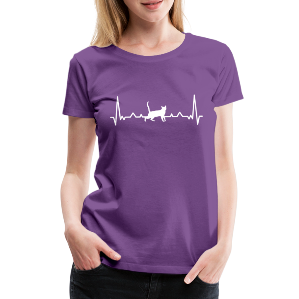 Katzen Liebhaber Shirt Katze EKG Herzschlag Frauen Premium T-Shirt - Lila