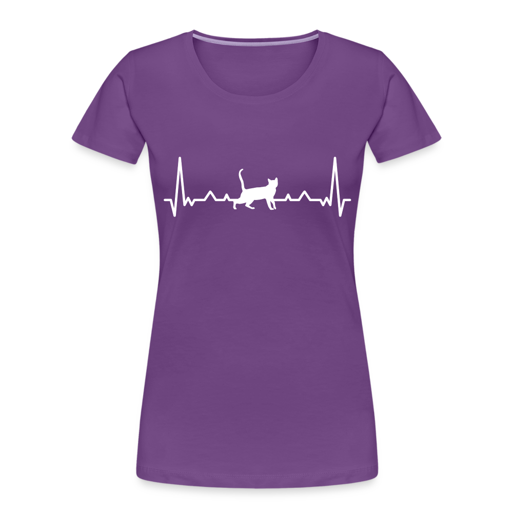 Katzen Liebhaber Shirt Katze EKG Herzschlag Frauen Premium T-Shirt - Lila