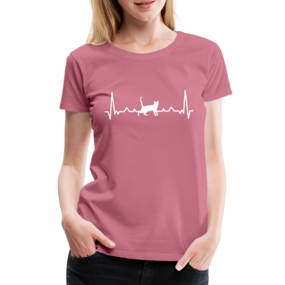 Katzen Liebhaber Shirt Katze EKG Herzschlag Frauen Premium T-Shirt - Malve