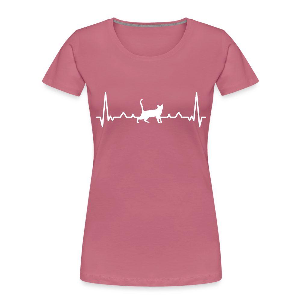 Katzen Liebhaber Shirt Katze EKG Herzschlag Frauen Premium T-Shirt - Malve