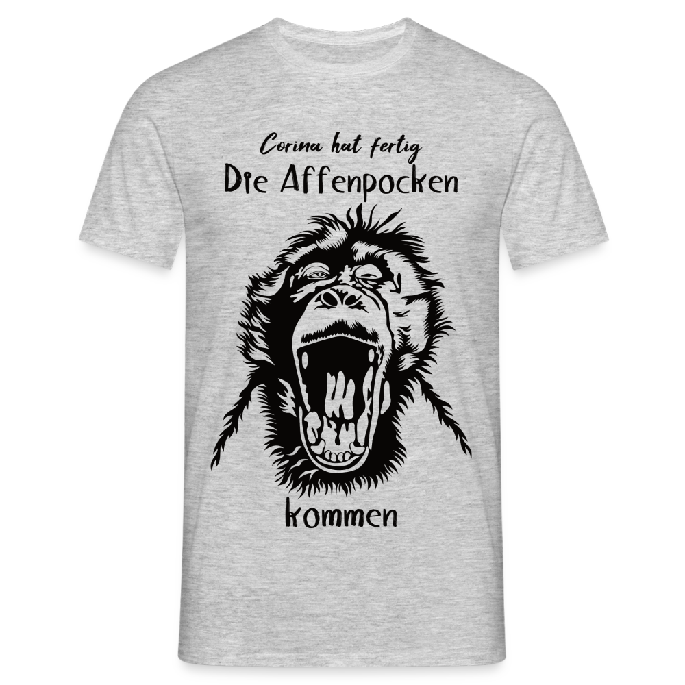 Affenpocken Shirt Corina hat fertig die Affenpocken kommen Lustiges Sarkasmus T-Shirt - Grau meliert