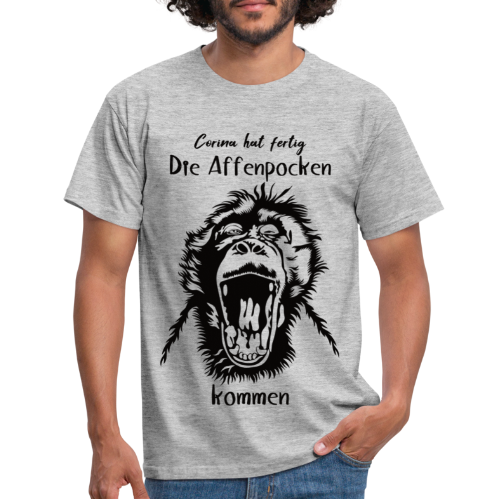 Affenpocken Shirt Corina hat fertig die Affenpocken kommen Lustiges Sarkasmus T-Shirt - Grau meliert