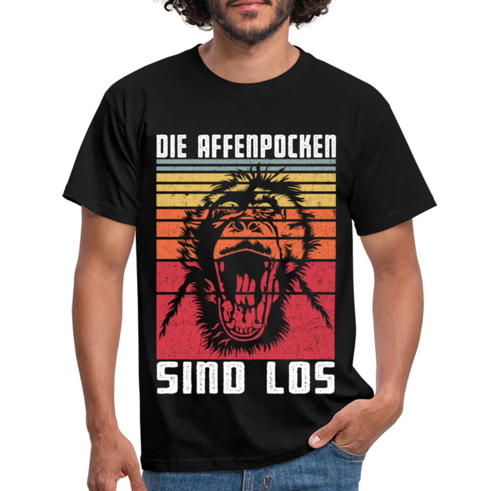 Affenpocken Shirt die Affenpocken sind los Lustiges Sarkasmus T-Shirt - Schwarz