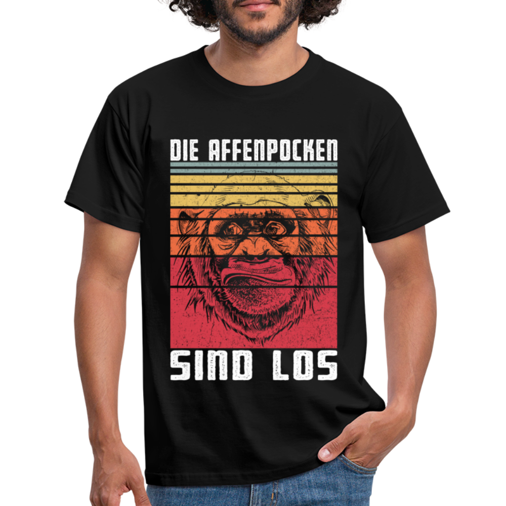 Affenpocken Shirt die Affenpocken sind los Lustiges Sarkasmus T-Shirt - Schwarz