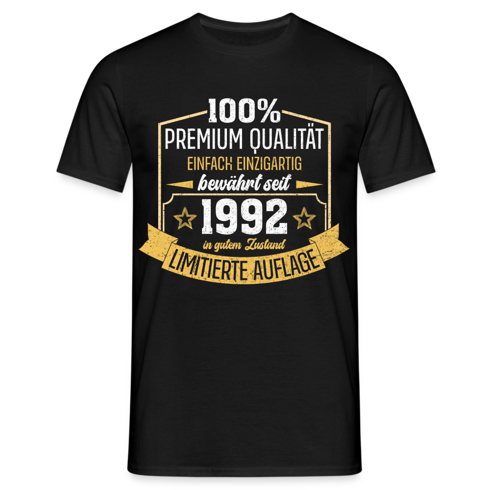 1992 Geburtstags Shirt Limitierte Auflage Jahrgang 1992 Geschenk T-Shirt - Schwarz