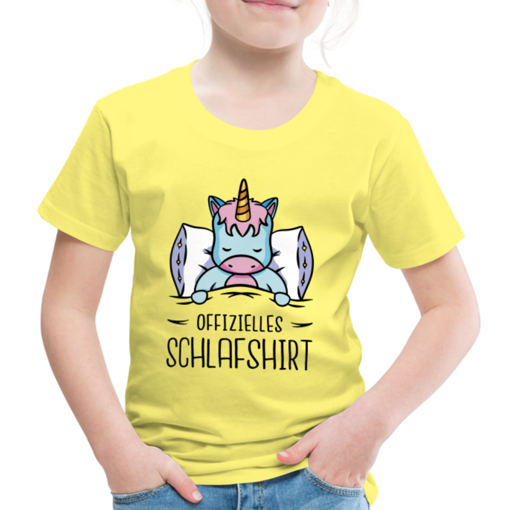 Einhorn offizielles Schlafshirt Lustiges Kinder Premium T-Shirt - Gelb