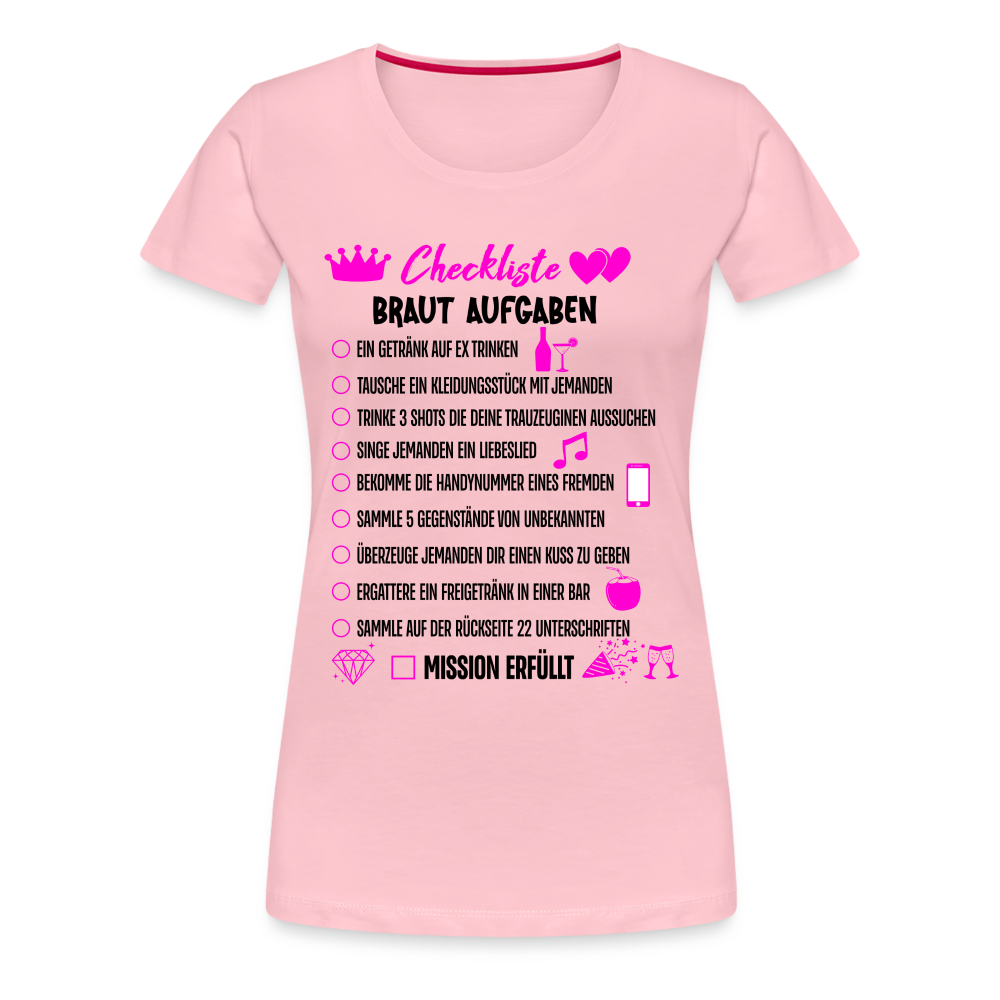 JGA Aufgaben Shirt Mutprobe Braut Junggesellinnenabschied T-Shirt - Hellrosa