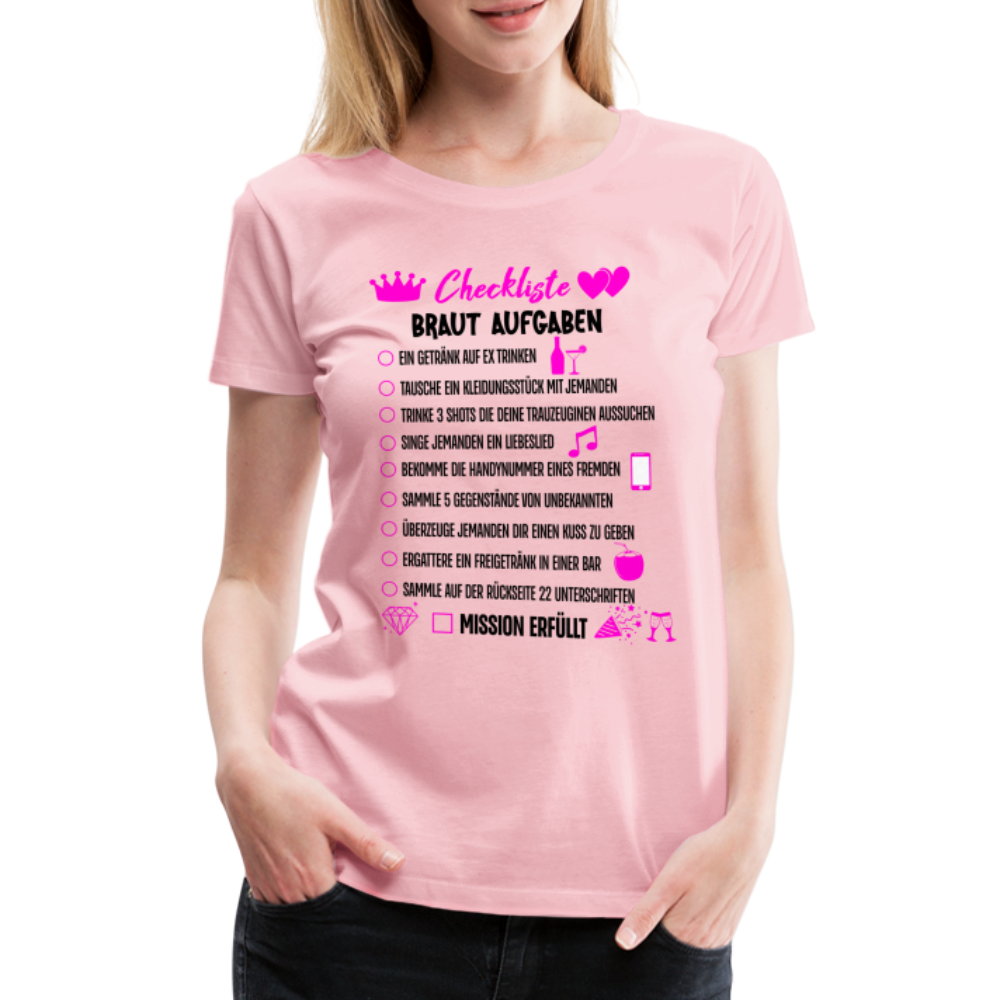 JGA Aufgaben Shirt Mutprobe Braut Junggesellinnenabschied T-Shirt - Hellrosa