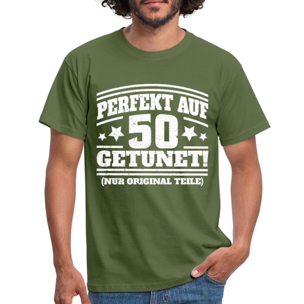 50. Geburtstags Shirt Perfekt auf 50 getunet Original Teile Geschenk T-Shirt - Militärgrün