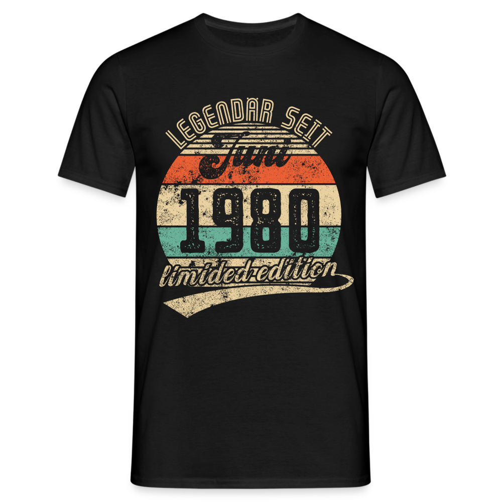 1980 Geburtstags Shirt Legendär seit JUNI 1980 Geschenkidee Geschenk T-Shirt - Schwarz