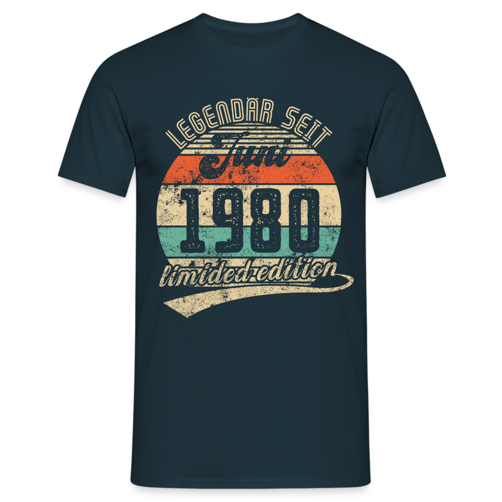 1980 Geburtstags Shirt Legendär seit JUNI 1980 Geschenkidee Geschenk T-Shirt - Navy