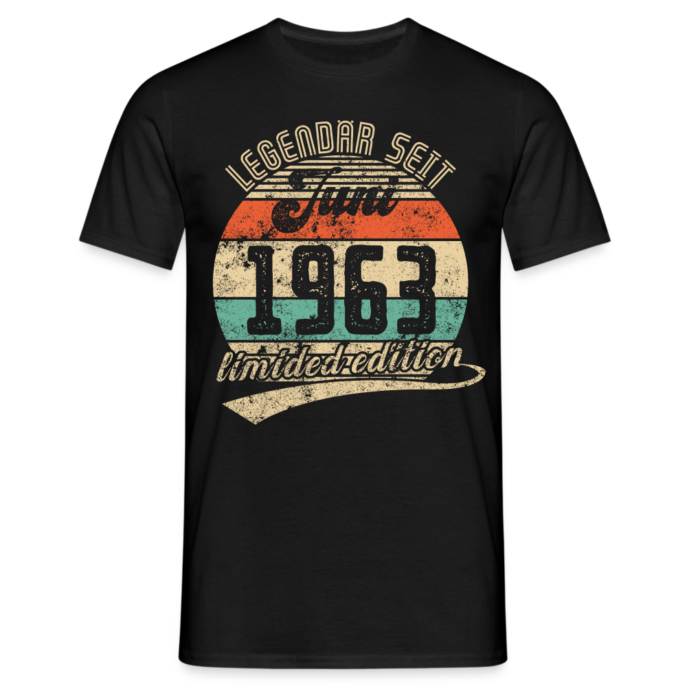 1963 Geburtstags Shirt Legendär seit JUNI 1963 Geschenkidee Geschenk T-Shirt - Schwarz