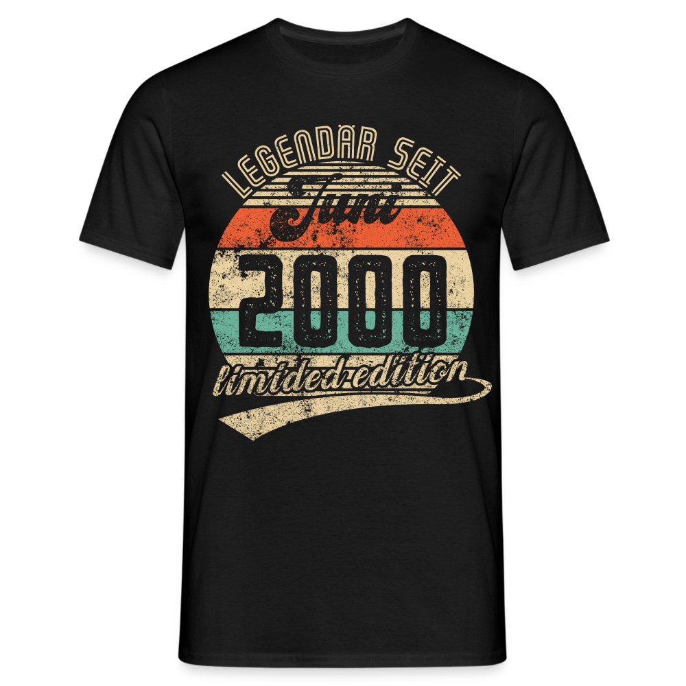 2000 Geburtstags Shirt Legendär seit JUNI 2000 Geschenkidee Geschenk T-Shirt - Schwarz